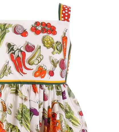 Dolce & Gabbana Kjole - Capri - Hvid/Rød m.  Grøntsager