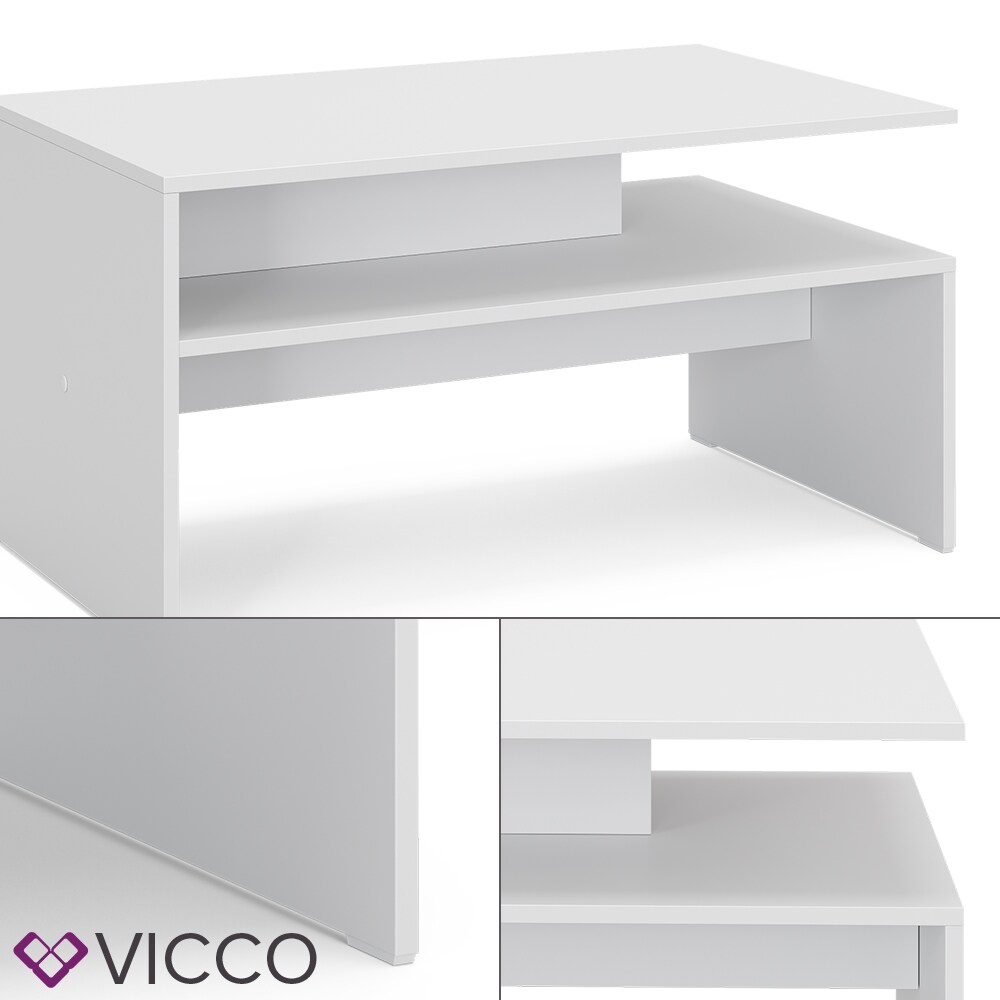 Vicco Couchtisch Albin Weiß 92 x 48 cm mit Ablage