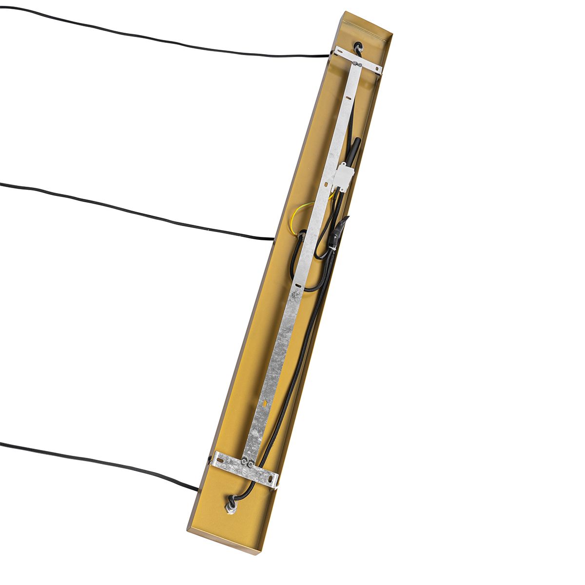 Hanglamp goud met amber glas 30 cm langwerpig 3-lichts - Kevin