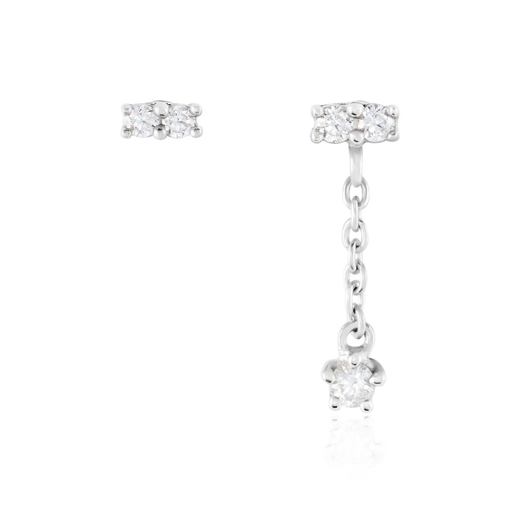 Boucles D'oreilles Dépareillées Argent Blanc Braden Oxyde De Zirconium