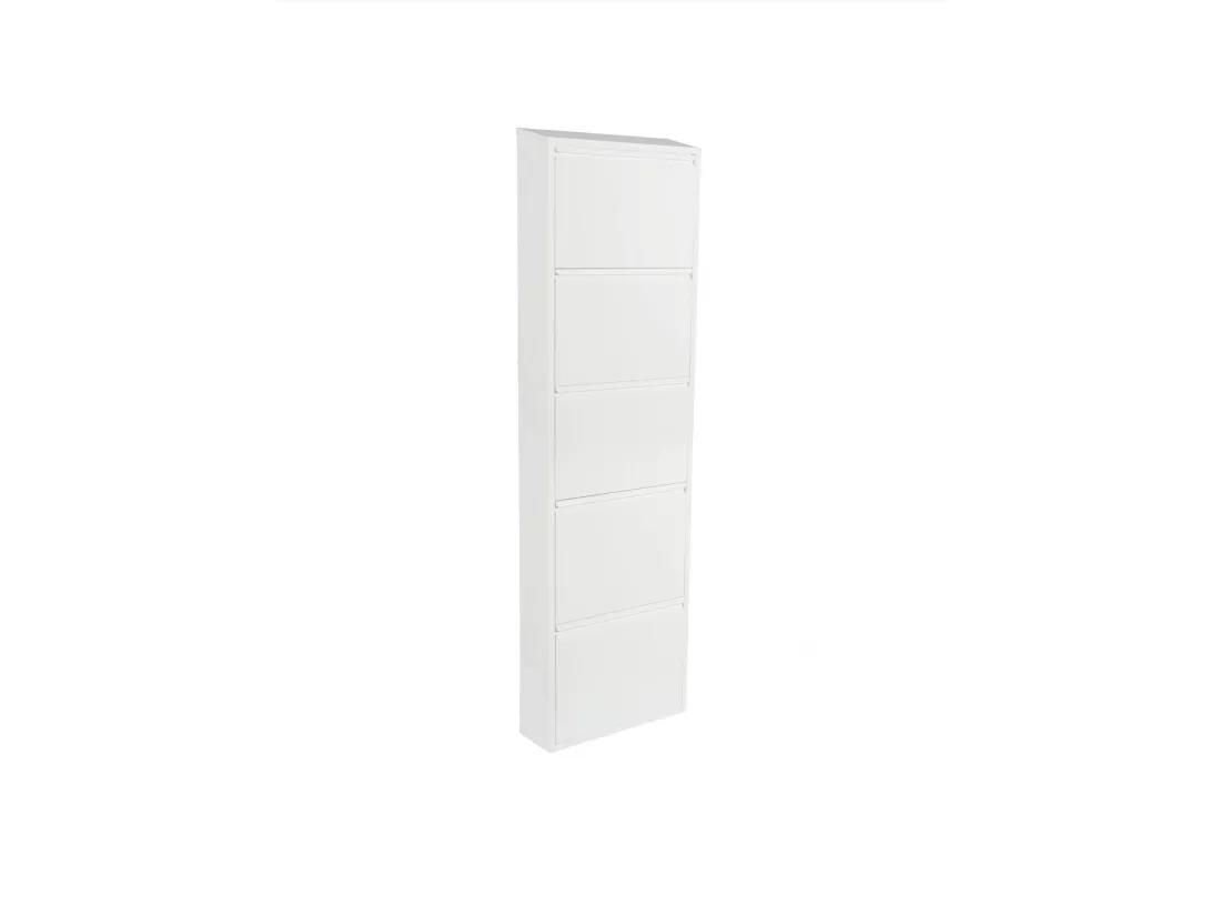 Meuble à chaussures Dpapi, Étagère à chaussures peu encombrante, Étagère à chaussures d'entrée, Étagère à chaussures en métal 5 portes, 50x15h169 cm, Blanc