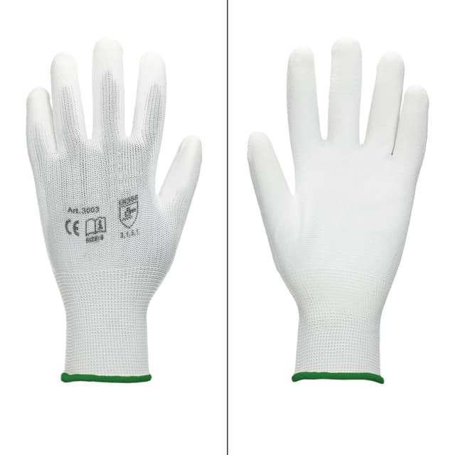 ECD Germany 1 par PU arbejdshandsker, størrelse 11-XXL, farve hvid, mekanik