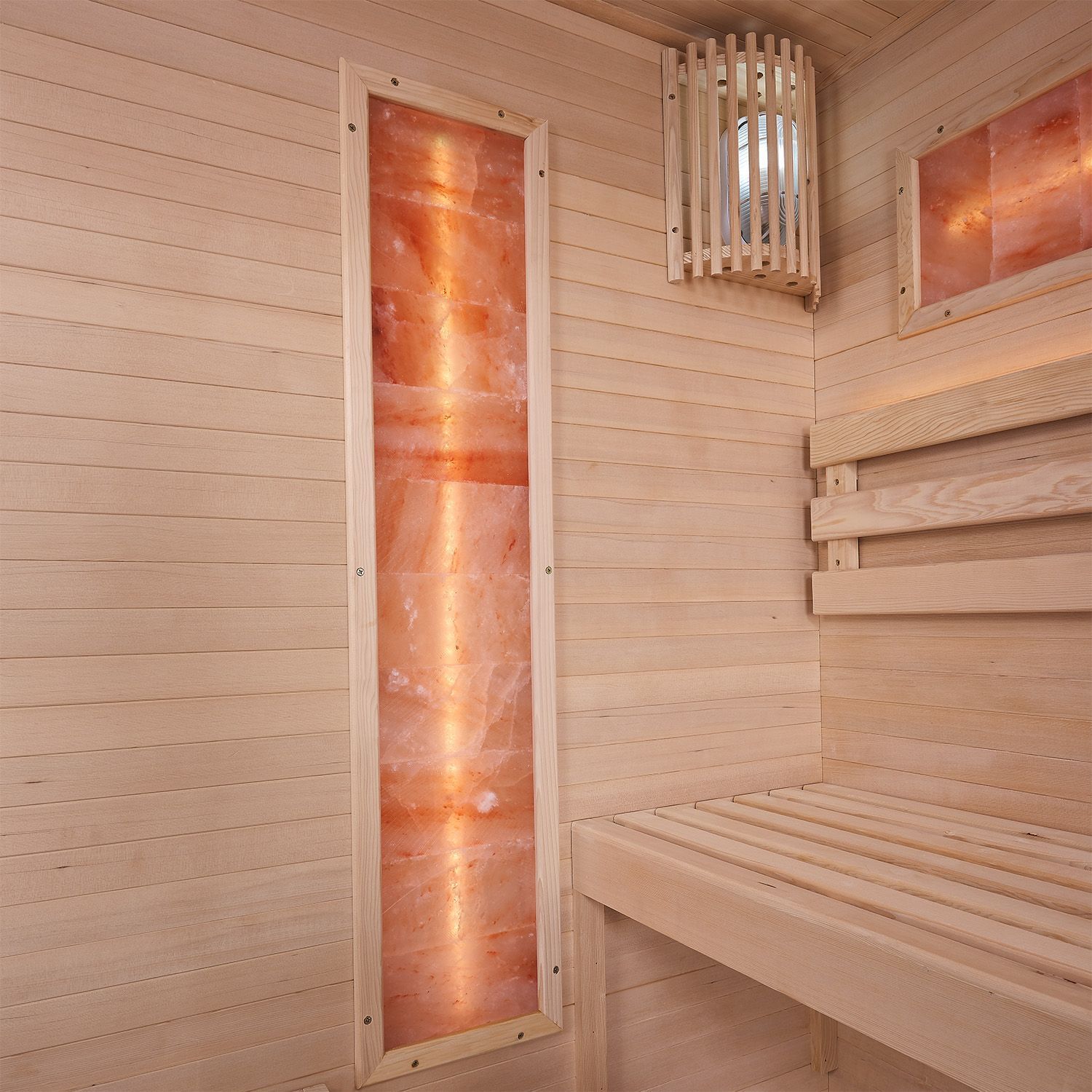 Vorbestellung: Artsauna Saunakabine Vantaa 175 mit Salzstein - Indoor Sauna für 4 Personen, 8 kW Ofen, Glasfront