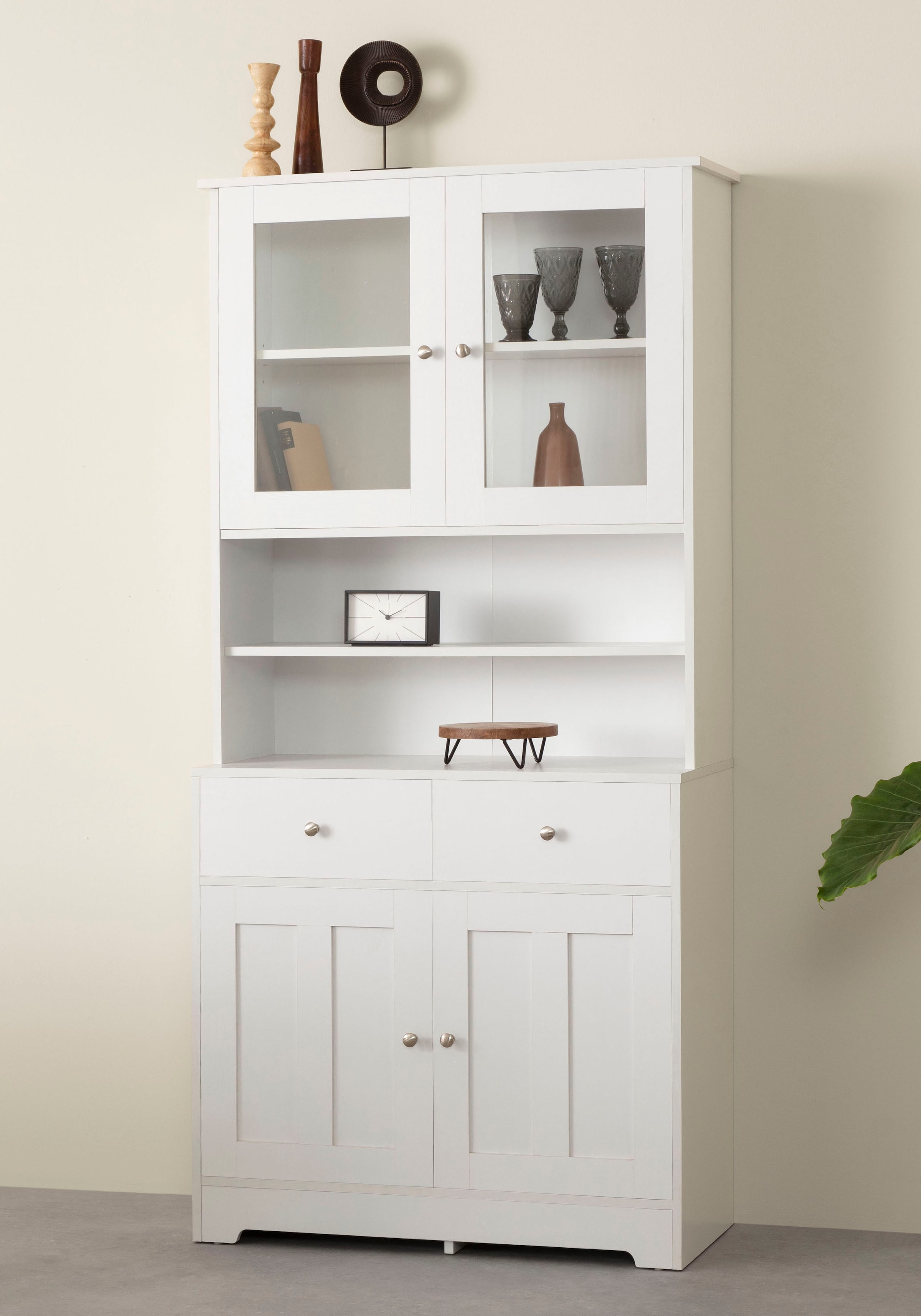 Home affaire Buffet »Kate« Breite 88 cm, mit Glastüren und Holztüren, Metallgriffen, Höhe 182 cm