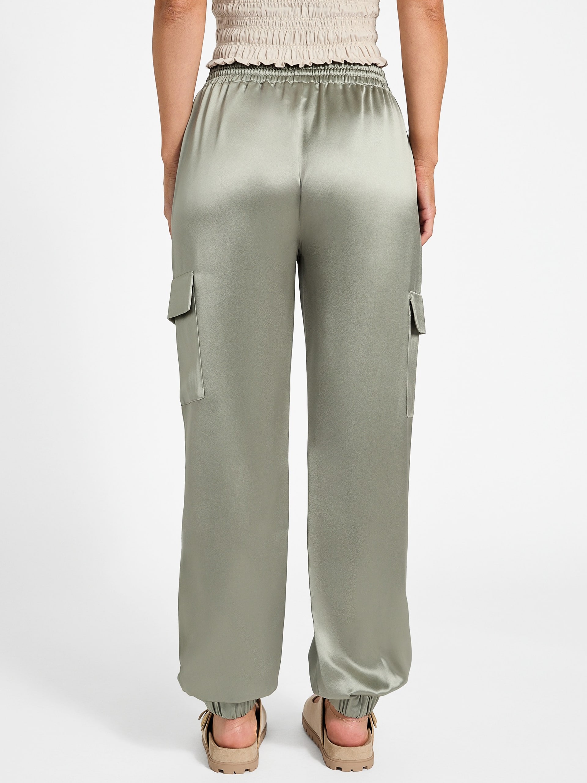 Marzia Joggers de cetim com cordão