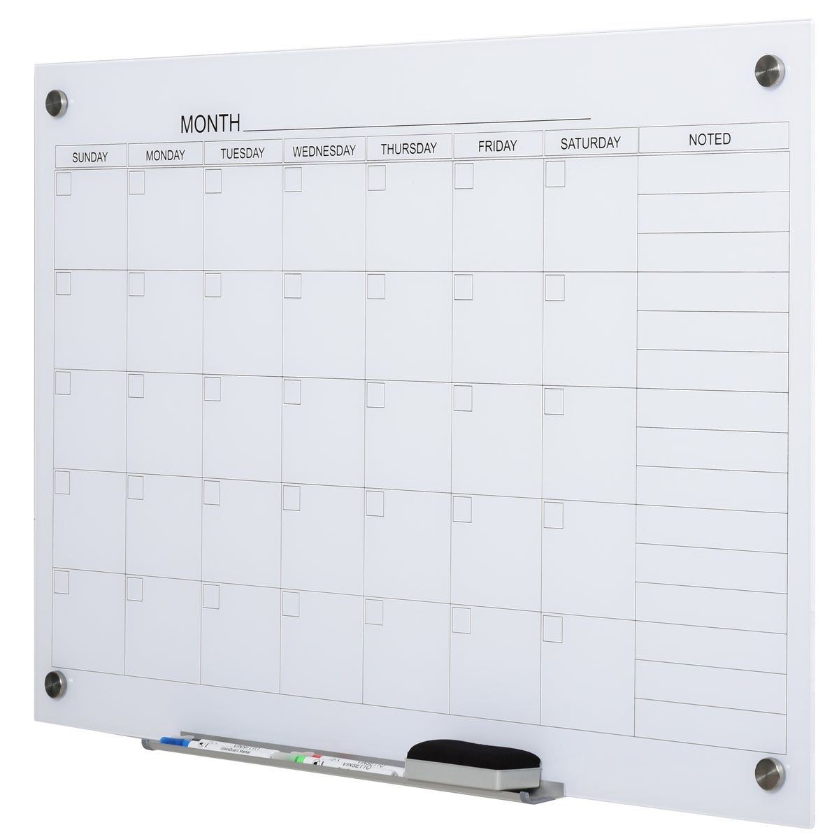 Vinsetto Whiteboard, 90 x 60 cm, glazen blad, wit