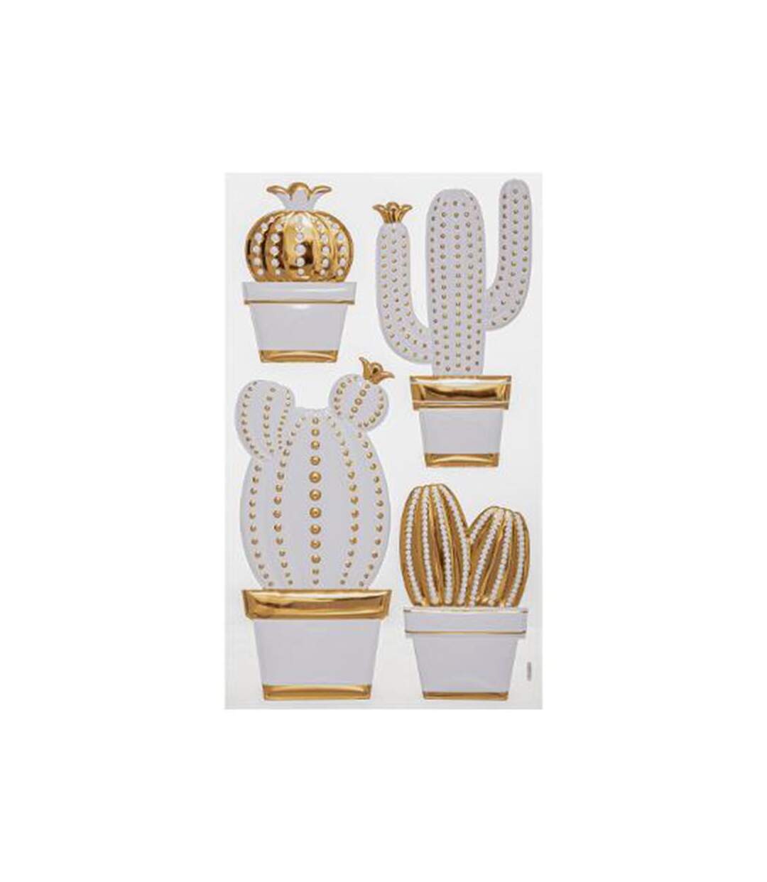 Stickers Brillants Cactus 24x41cm Blanc & Or