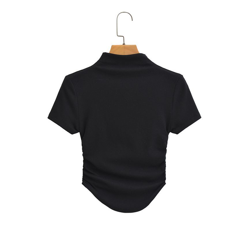 Sundine - Kort T-shirt met korte mouwen en geplooide hals