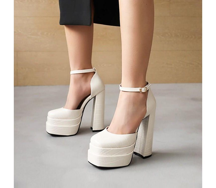 JY Shoes - Platform Corc Grain Pumps