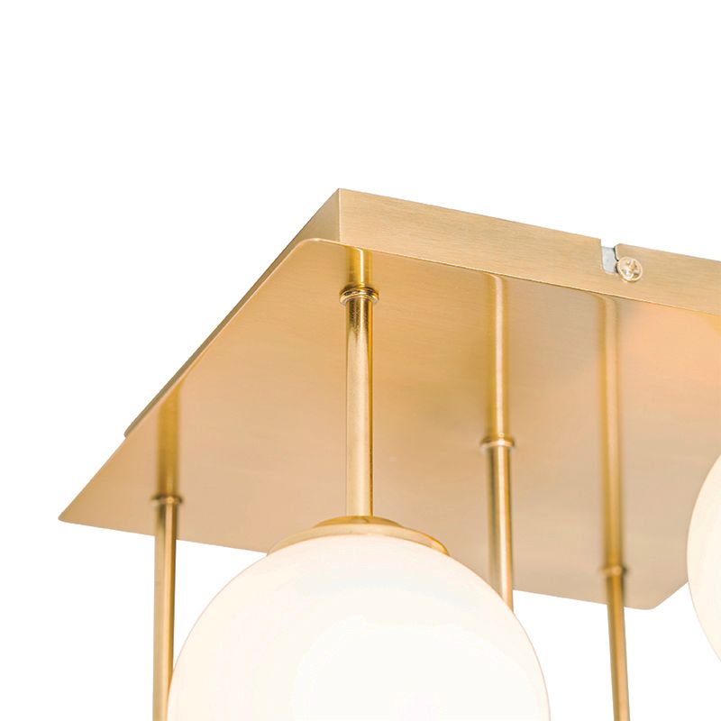 Moderne plafondlamp goud met opaal glas 5-lichts  - Athens