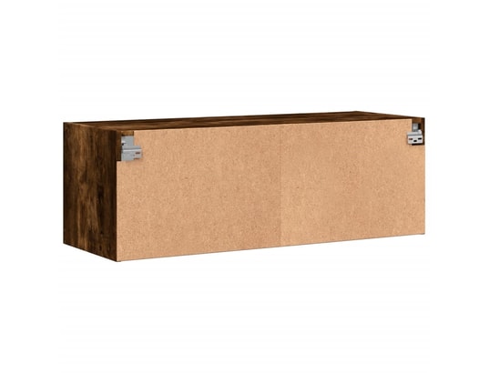 VIDAXL - Armoire de rangement Armoire murale avec portes en verre chêne fumé 102x37x35 cm