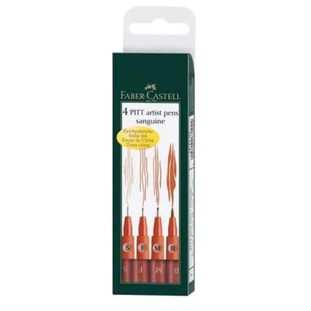 Faber-Castell Pitt Artist Pen Tuschestift, 4er Etui, rötel