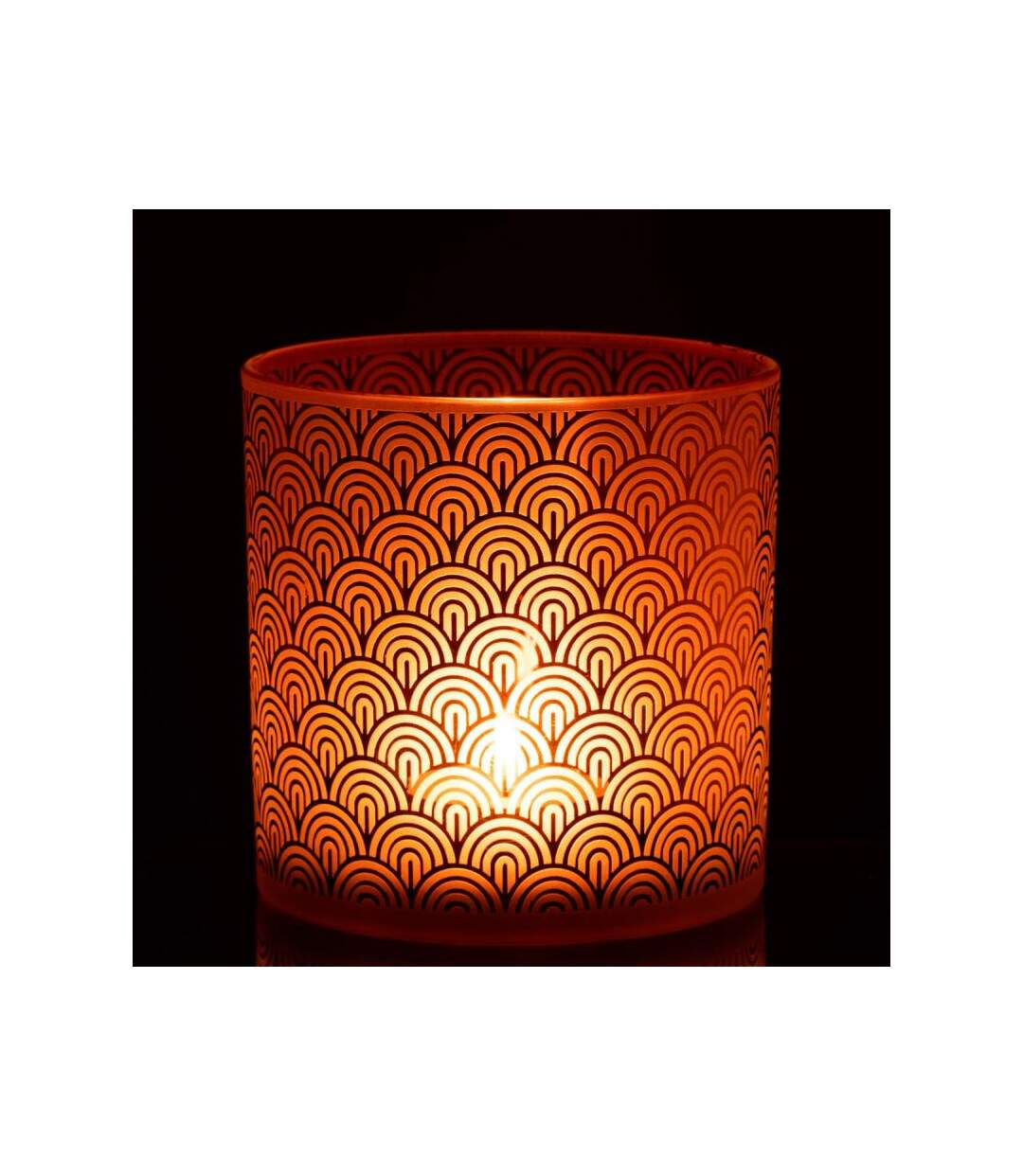 Paris Prix - Photophore Déco En Verre arc 15cm Orange