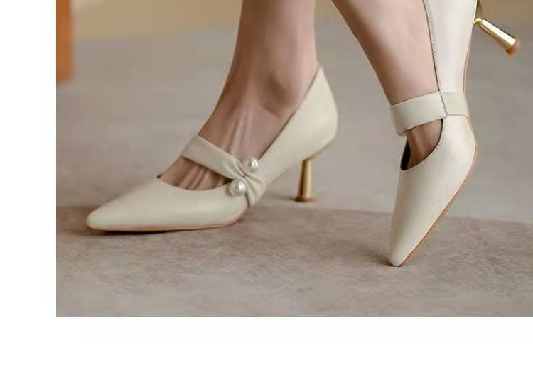 Jyote - Pumps met hoge hak en imitatieparels