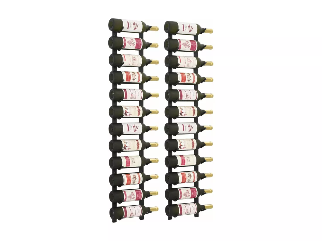 Prolenta Premium - Casiers à bouteilles mural pour 12 bouteilles 2 pcs noir fer
