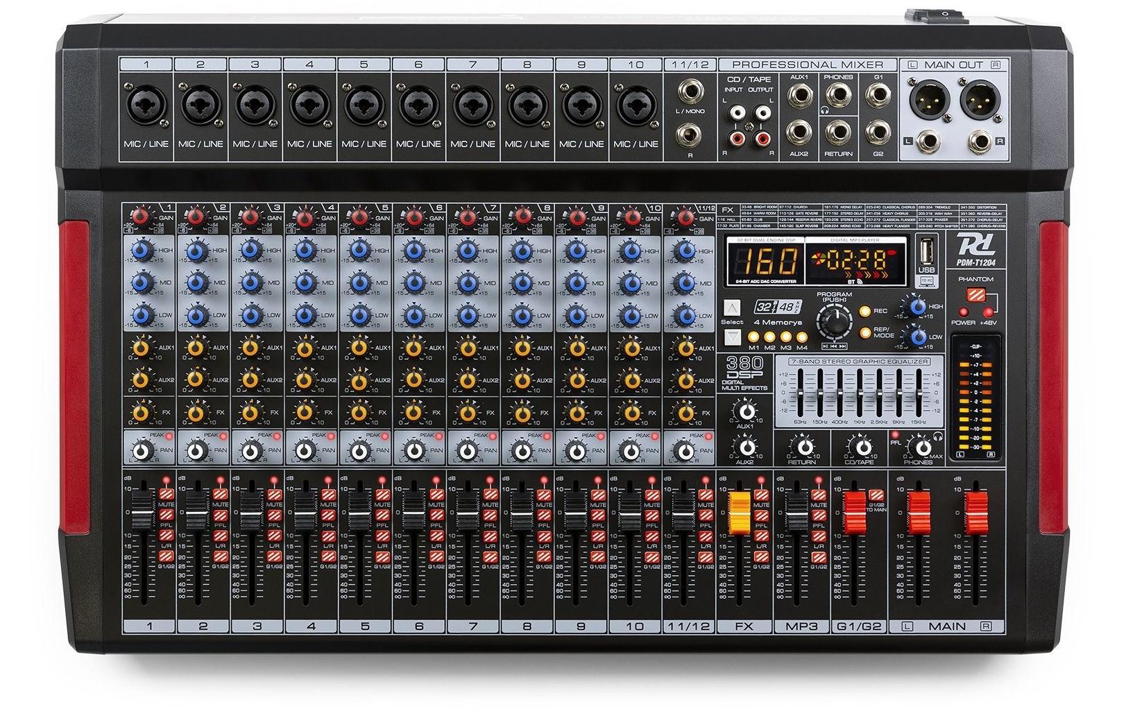 Mischpult PDM-T1204<br>Bühnenmischer mit einem 32-Bit-DSP-Effektprozessor