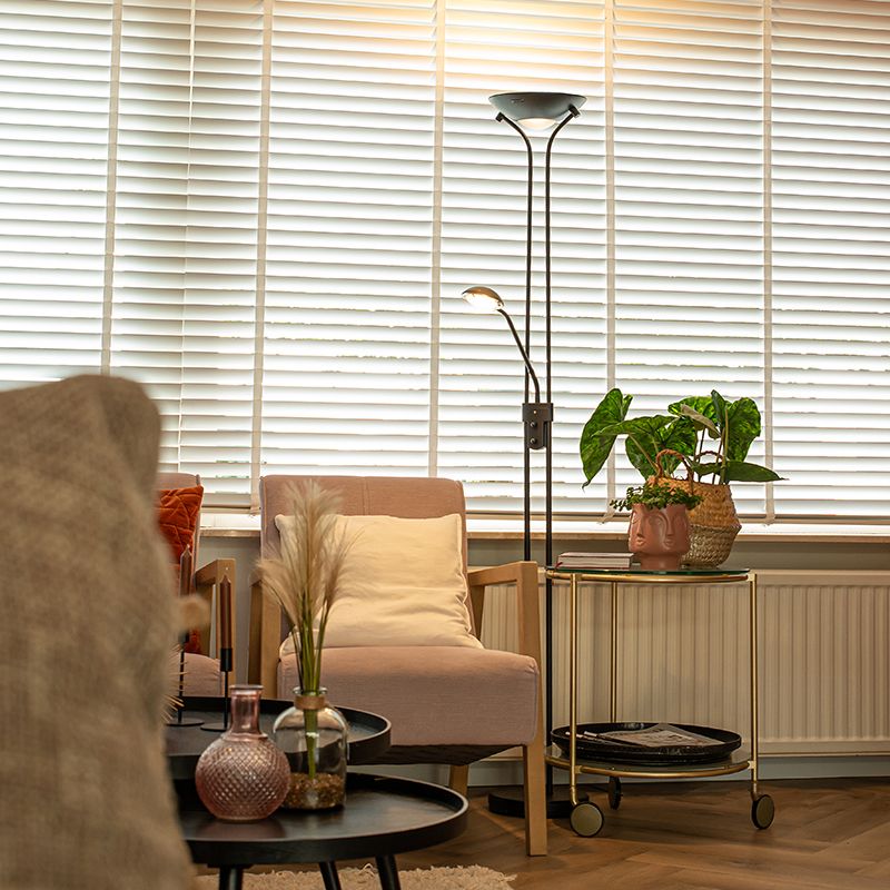 Moderne vloerlamp zwart met leeslamp incl. LED dim to warm - Diva