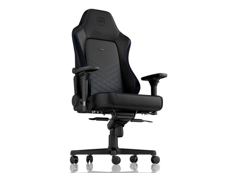 Noblechairs Hero - Stol - ergonomisk - armstøtter - T-formet - vippe - drejeled - aluminium, polyurethan, stål, memory foam, polyuretan vegan falsk læder - sort, blå