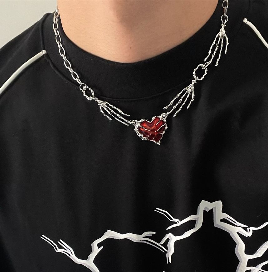 Lilafey - Hartvormige strass hanger ketting