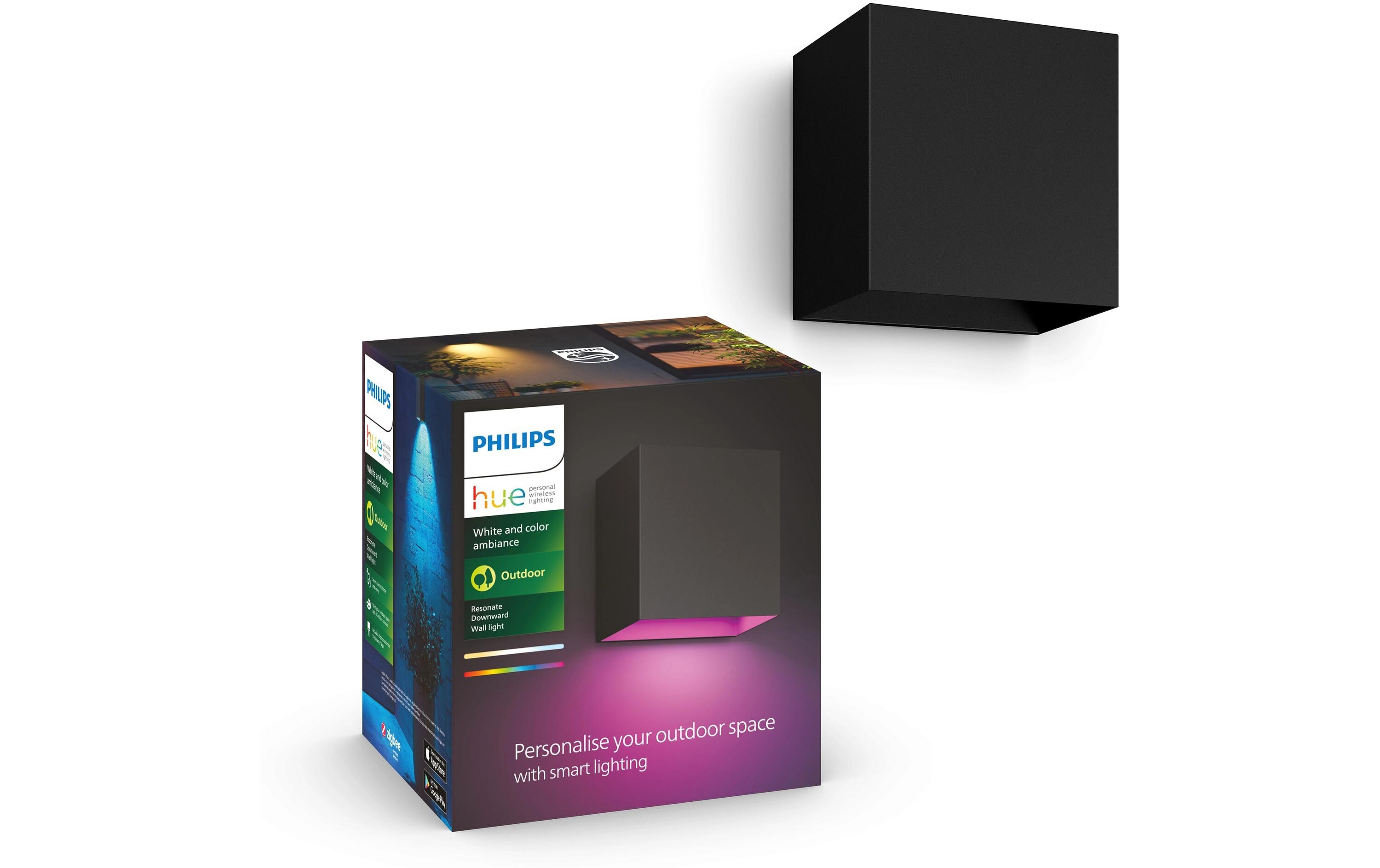 White & Color Ambiance Outdoor Resonate Wandl. Schwarz<br>Smarte Deckenleuchte