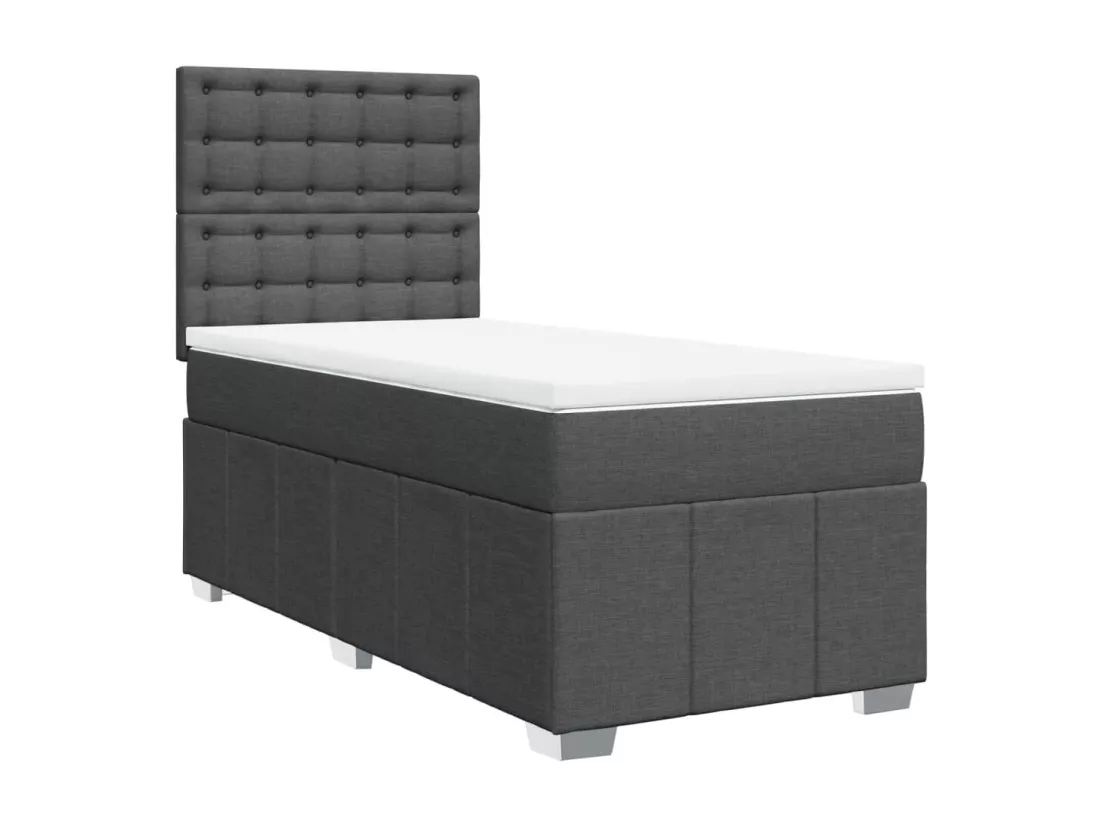 Sommier à lattes de lit et matelas Gris foncé 90x190 cm Tissu