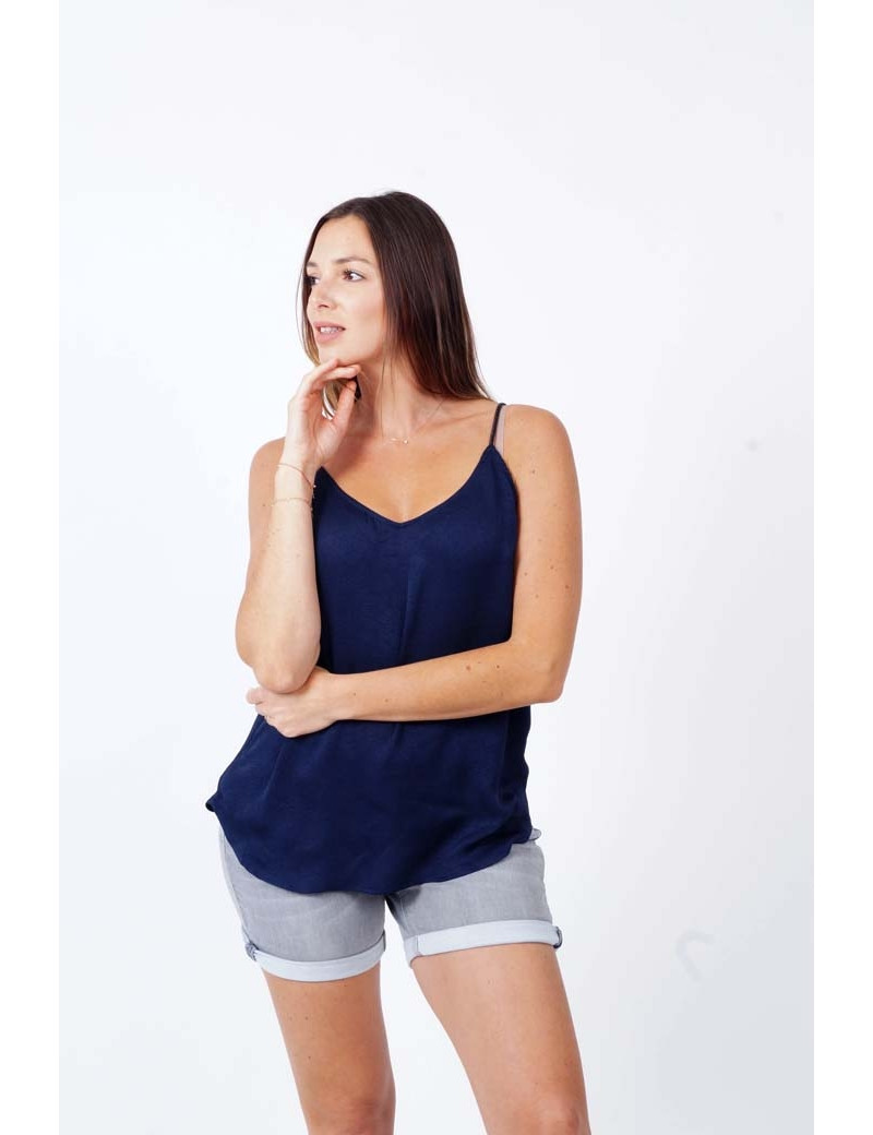 SEE U SOON TOP FINES BRETELLES LUREX NAVY