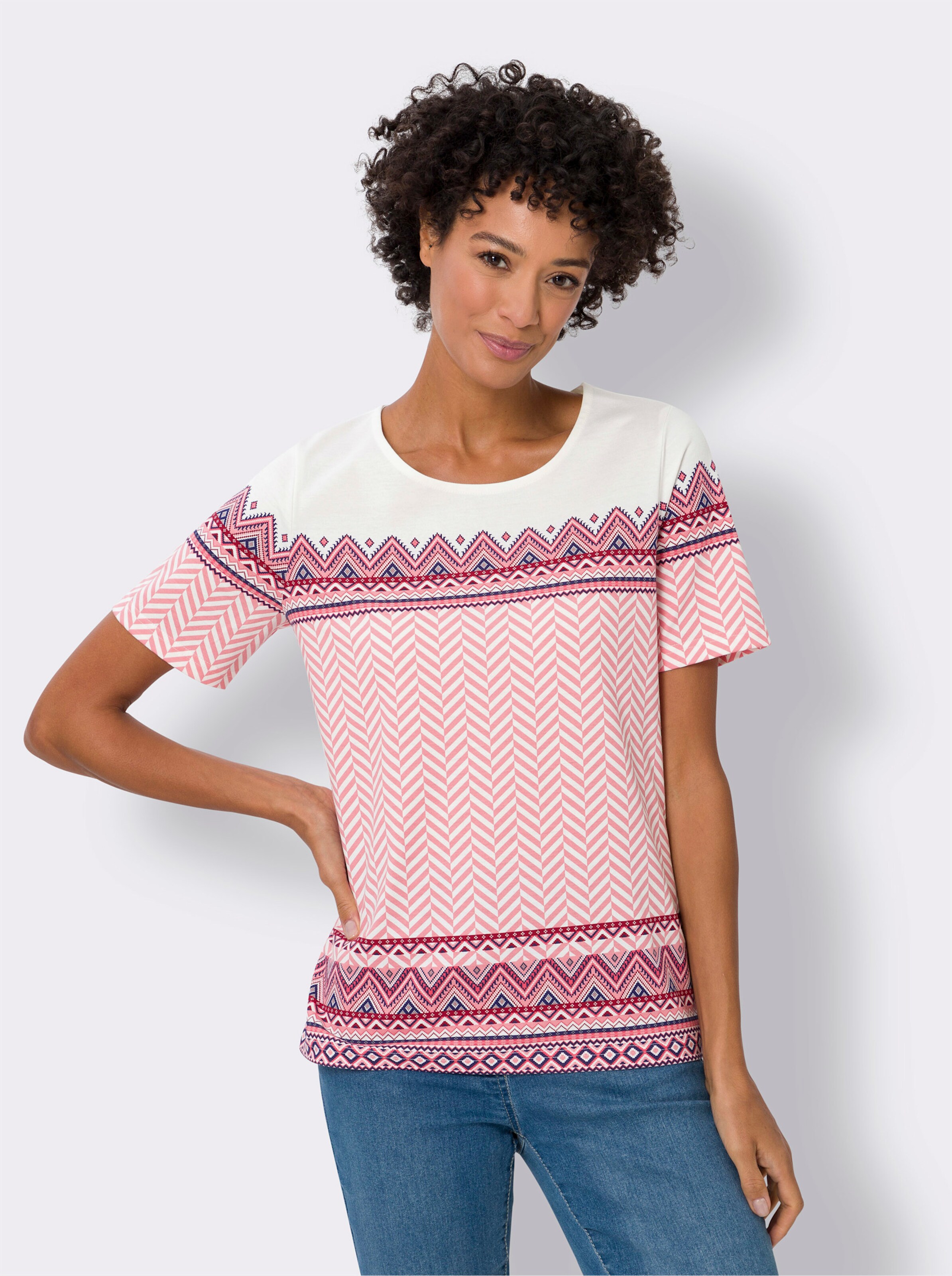 Kurzarmshirt mit grafischem Allover-Druck