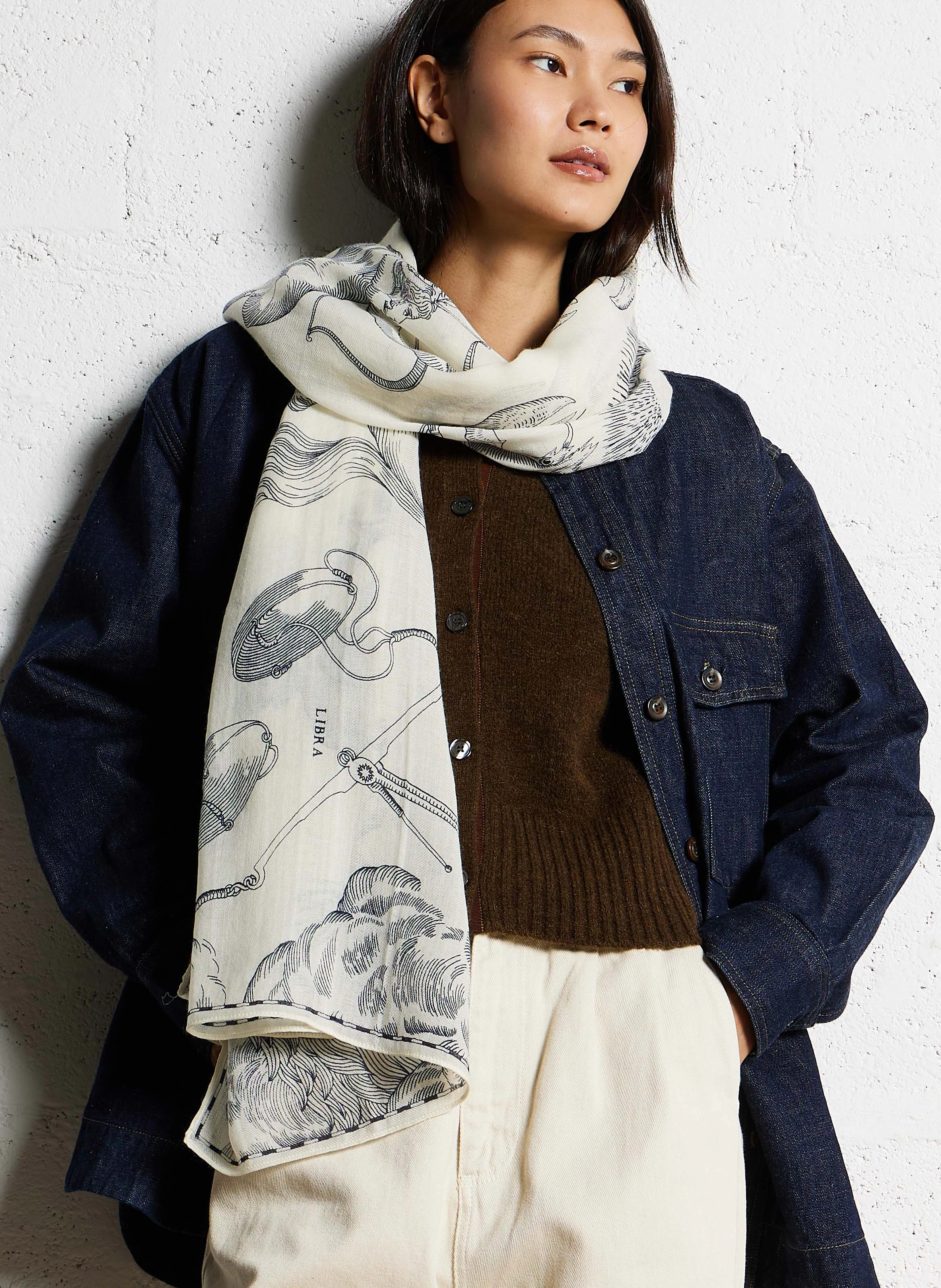 WOOL ASTROLOGIE - Foulard en laine imprimé | Blanc