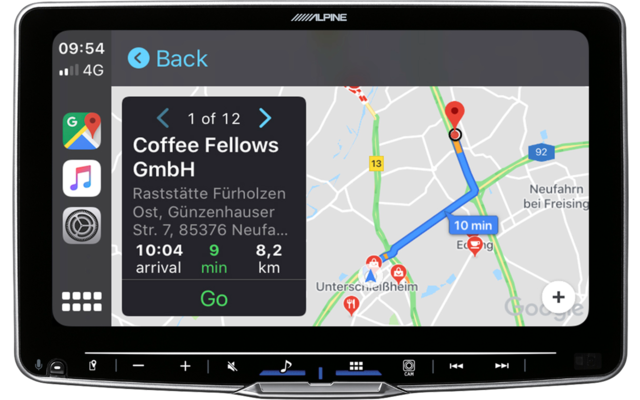 Alpine 9inch Display mit 1-DIN Body; Apple CarPlay Wireless und Android Auto