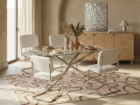 Set van 2 eetkamerstoelen IRWIN Corduroy Gebroken wit