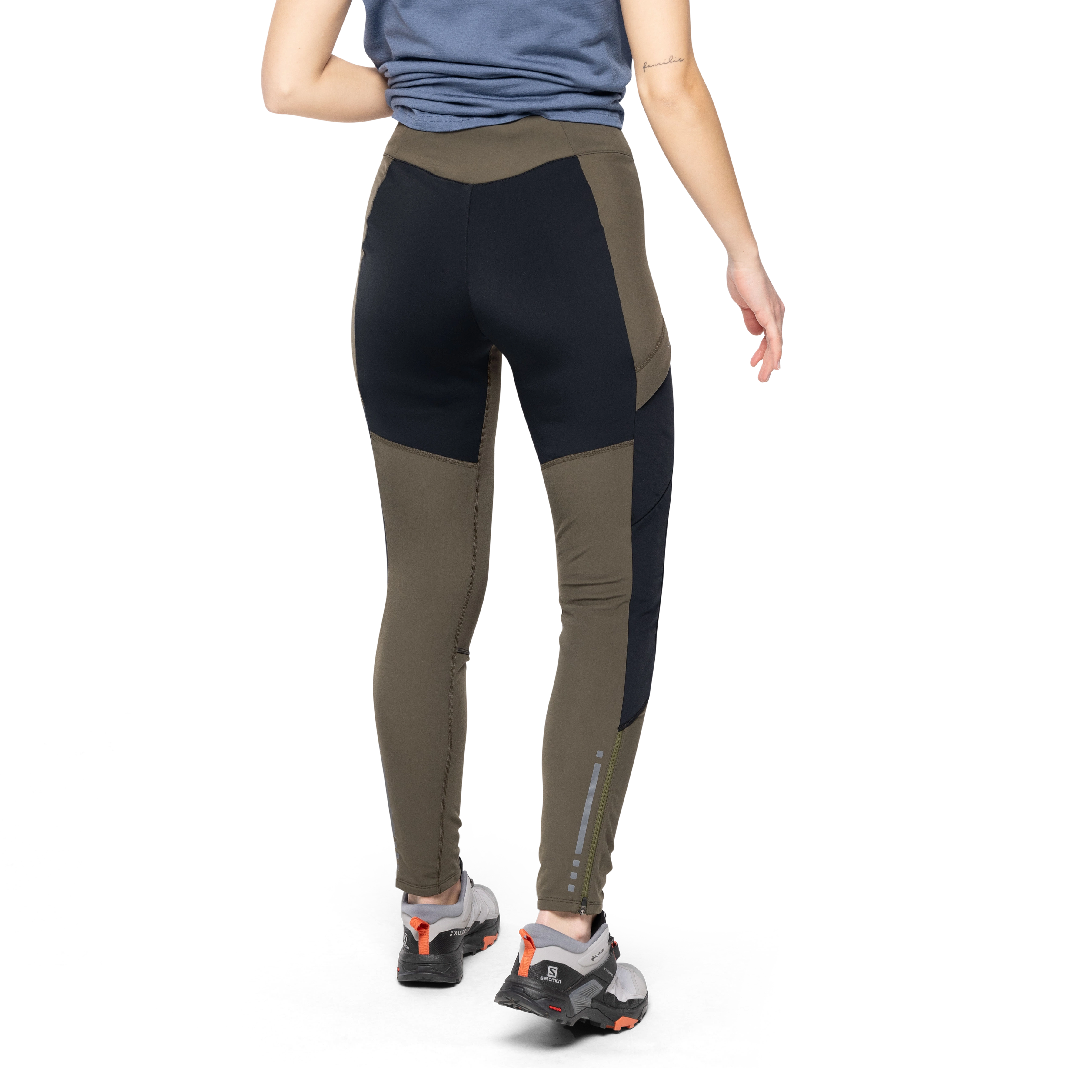 Fløyen Winter Tights Women Dark Green Mud / Black