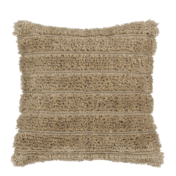 Kussen pluche streep beige 45 x 45 cm