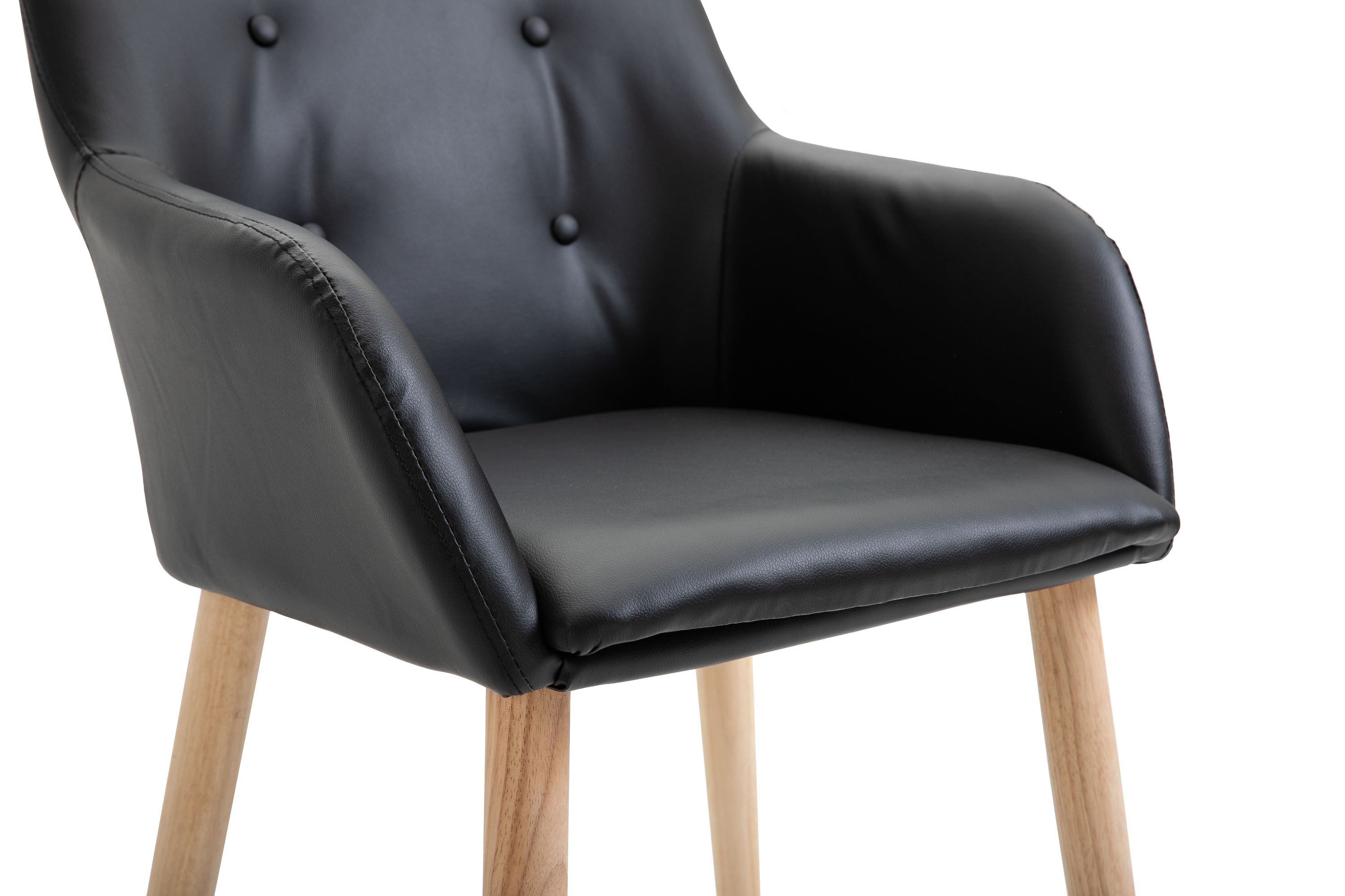 Esszimmerstuhl Leder FABIO 2er Set schwarz