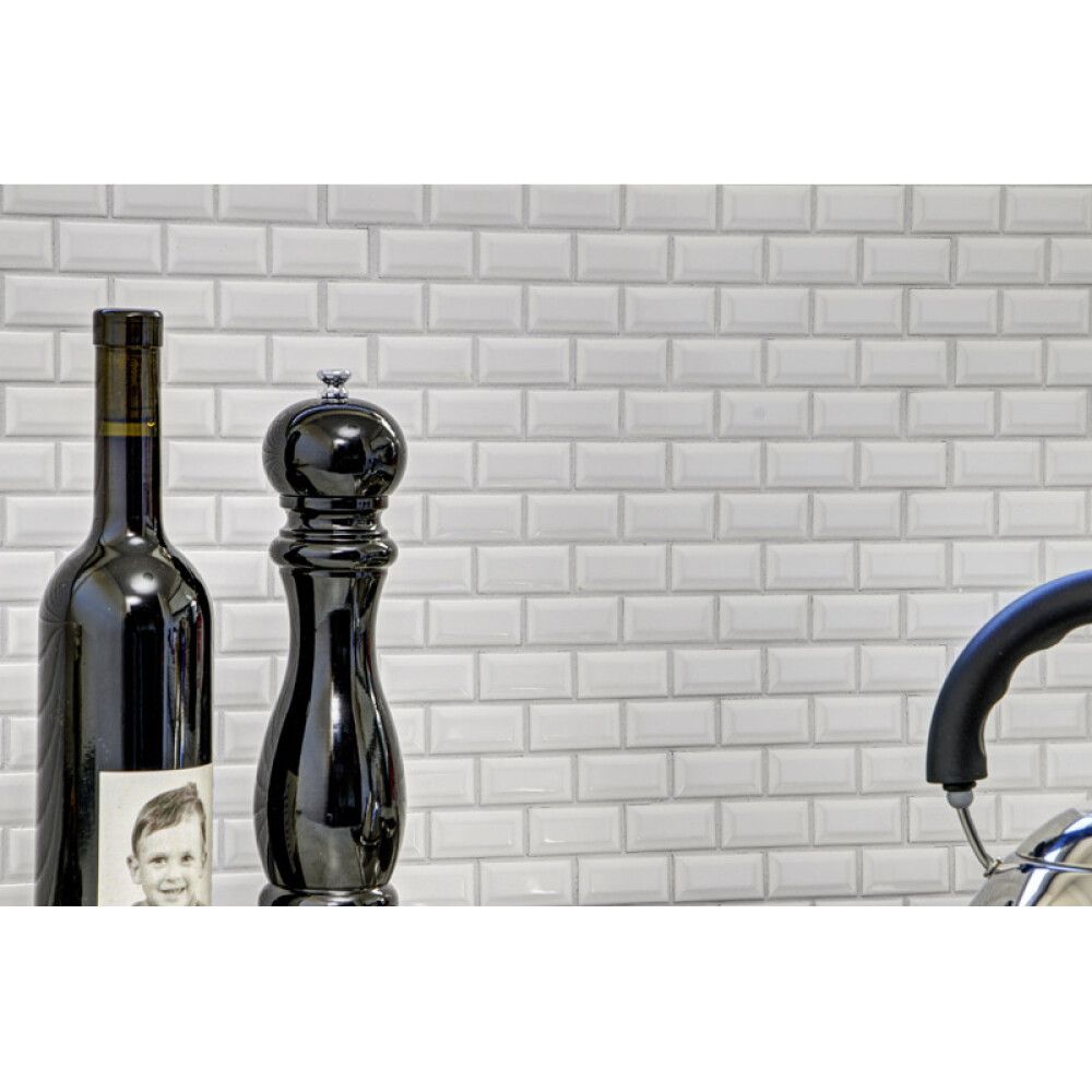 MOSAIKK BRICK BOND DIAMOND HVIT BLANK 4.8X2.3CM 5MM