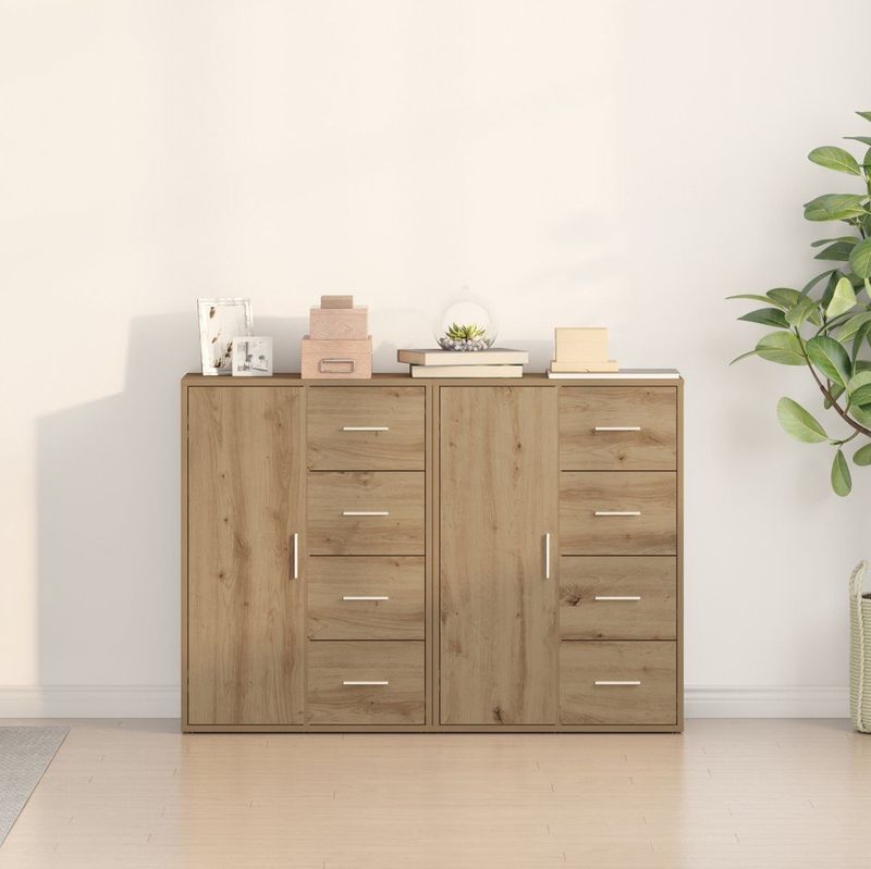 vidaXL - Dressoirs - 2 Stuks - Bewerkt Hout - Artisan Eiken