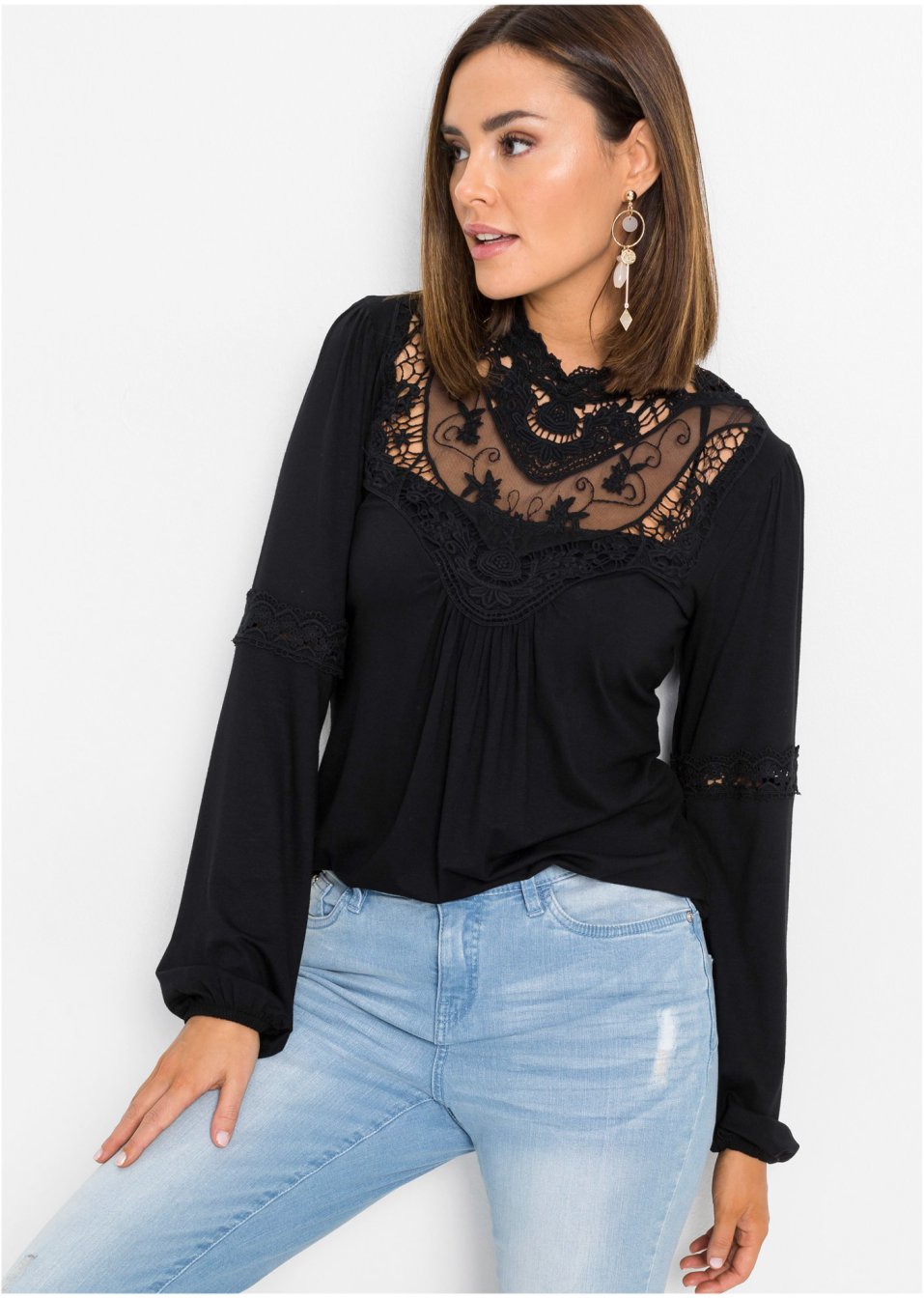 T-shirt manches longues avec dentelle