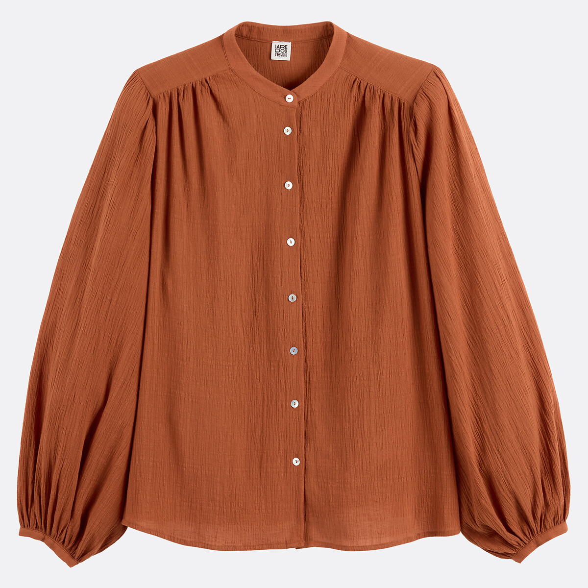 COLEÇÕES LA REDOUTE<br>Camisa oversized com gola mao, assinatura LISE
