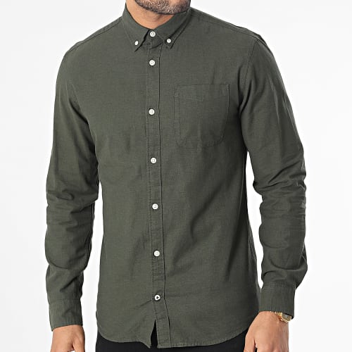Chemise Manches Longues Oxford 12182486 Vert Kaki