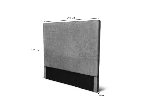Tête de lit lisse en tissu NUMA - Gris, Largeur - 160 cm
