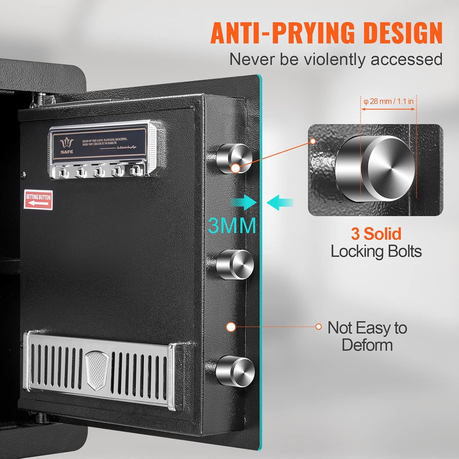 VEVOR Safe Tresor 1,8 Kubikfuß, Möbeltresor mit Feuerfester Geldtasche, Passwort & Schlüssel Digitaler Heimtresor Herausnehmbares Regal, Innenschrank, Wandtresor für Bargeld, Schmuck, Dokumente usw.