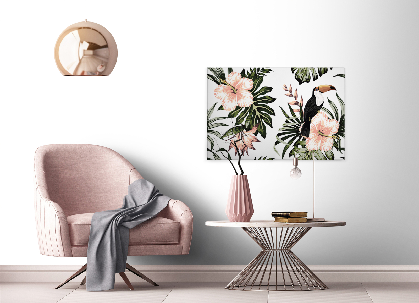 Leinwandbild TUKAN - grün-weiß - 90x60 cm