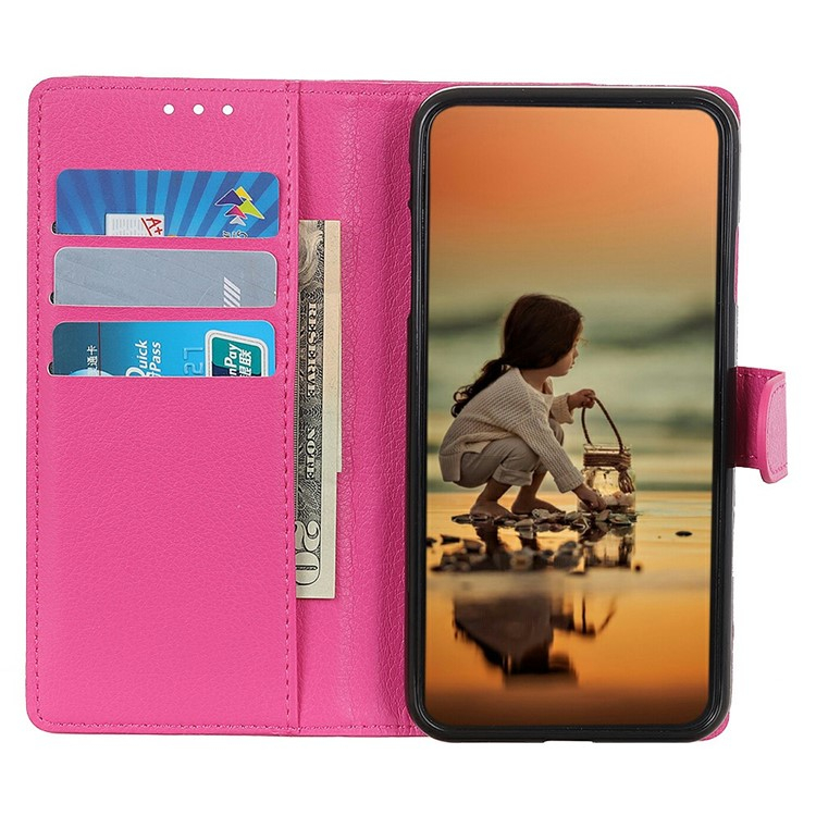 Samsung Galaxy A56 Leder Tasche Flip Cover Litchi Look - Pink