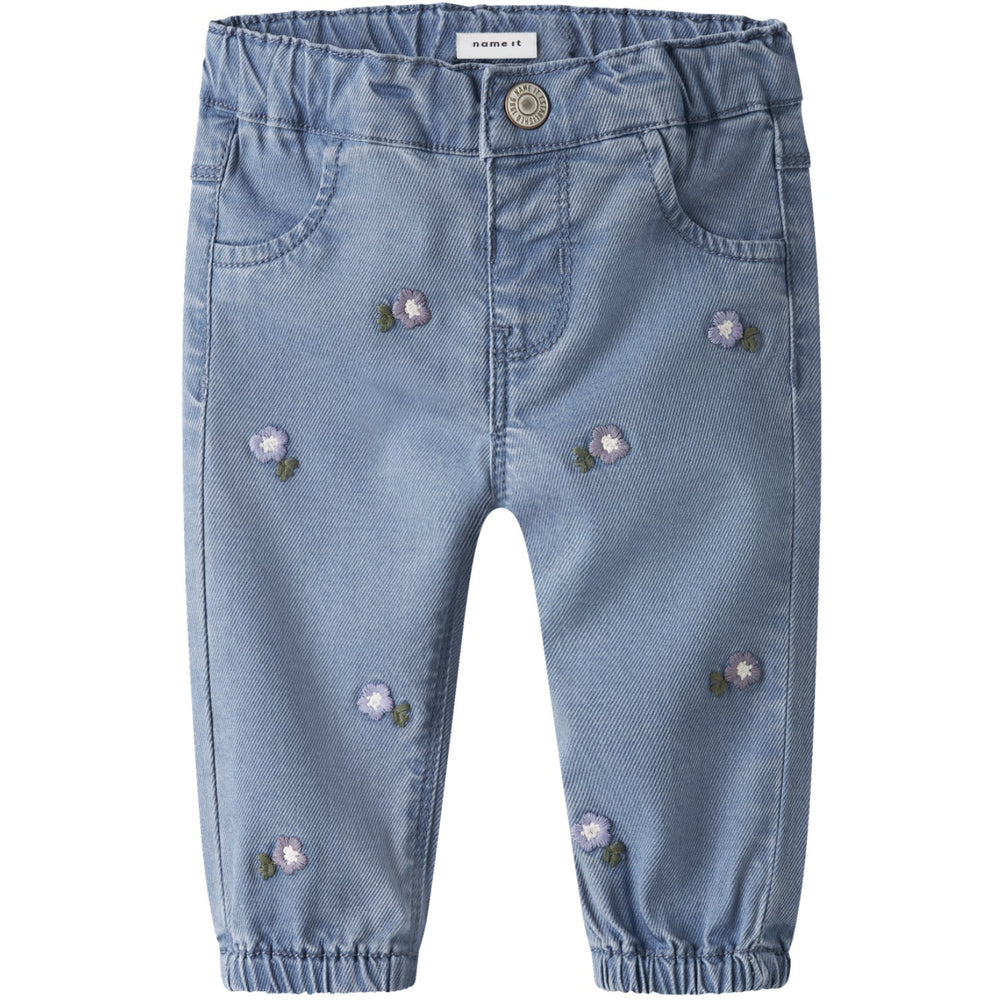Køb Name It Denim Blue Flower Emb Nbfrose Shaped R Emb Jeans 5321-Yb H