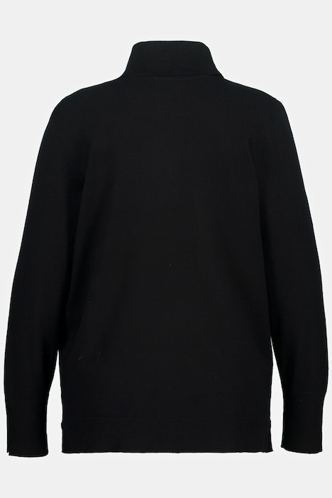 Rollkragenpullover, breite Rippbündchen, Langarm