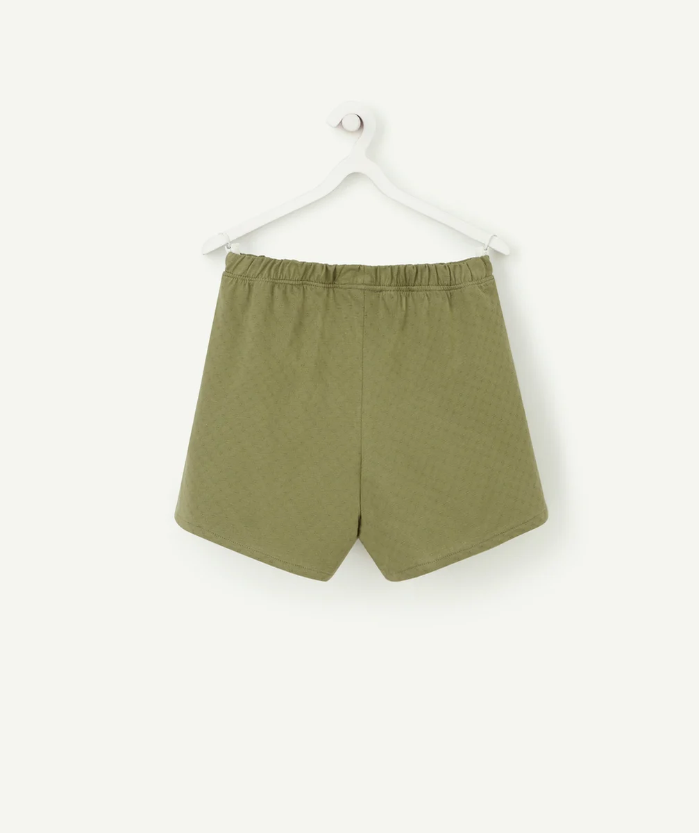 SHORT FILLE KAKI EN COTON