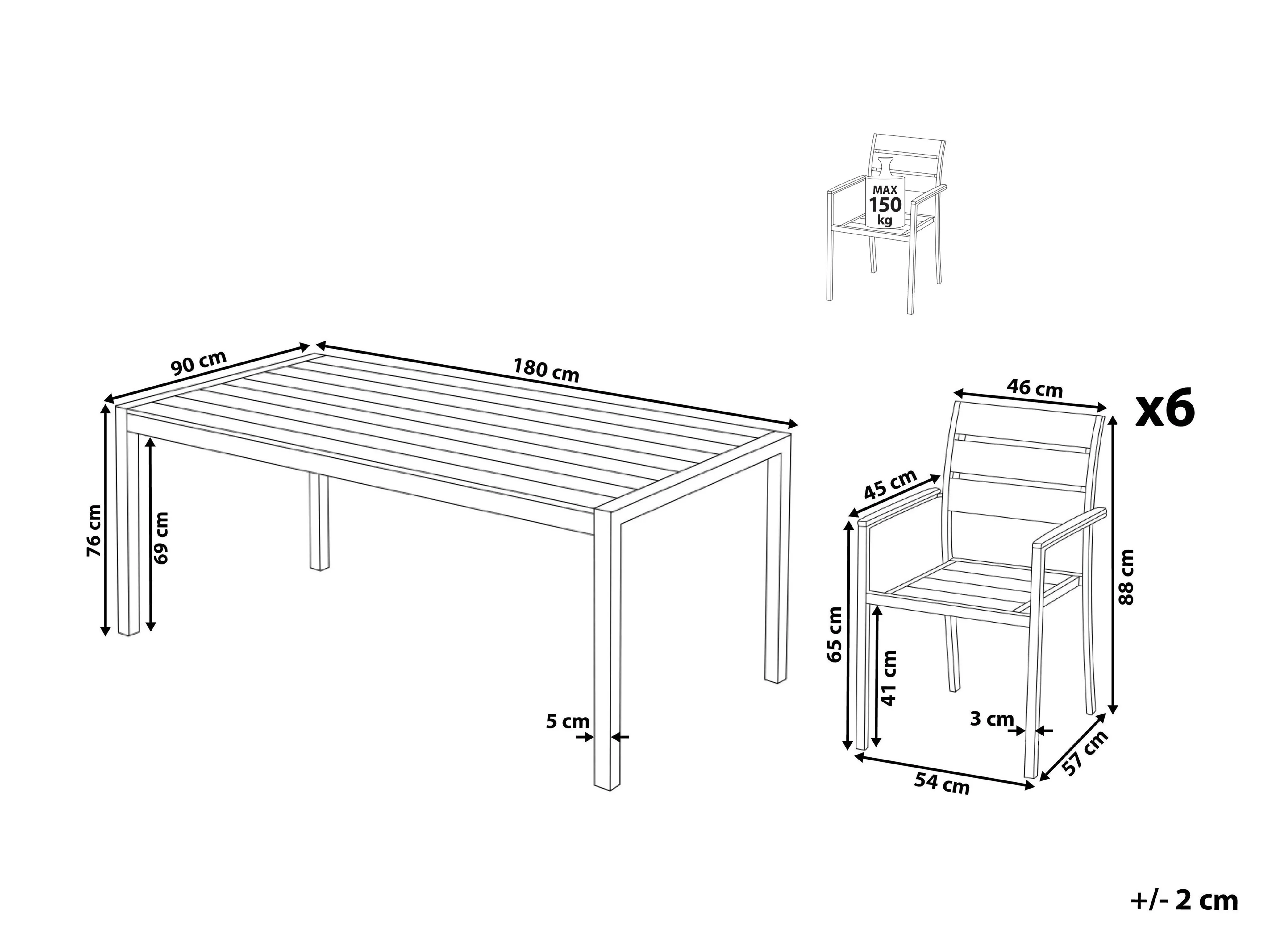 Tuinset 6-zits VERNIO Bruin