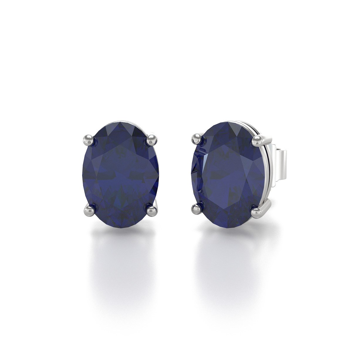 Boucles d'oreilles ADEN Saphir Forme Ovale sur Argent 925 1.6grs