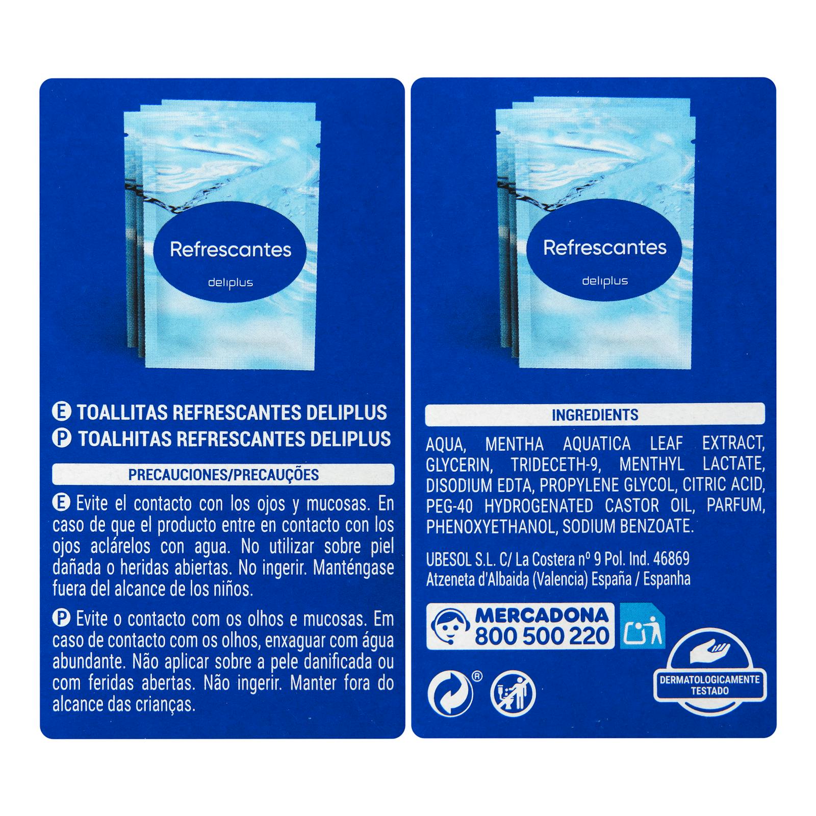 Lingettes rafraîchissantes unidoses Deliplus