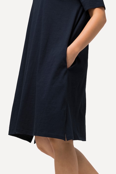 Jerseykleid, A-Linie, Rundhals, Halbarm, Taschen