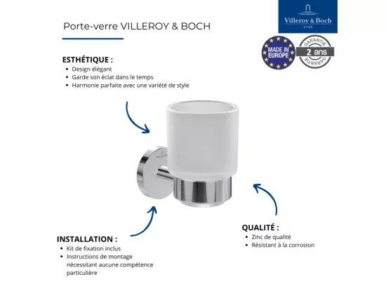 Porte-verre + Distributeur de savon + Anneau porte-serviettes VILLEROY & BOCH Elements Tender